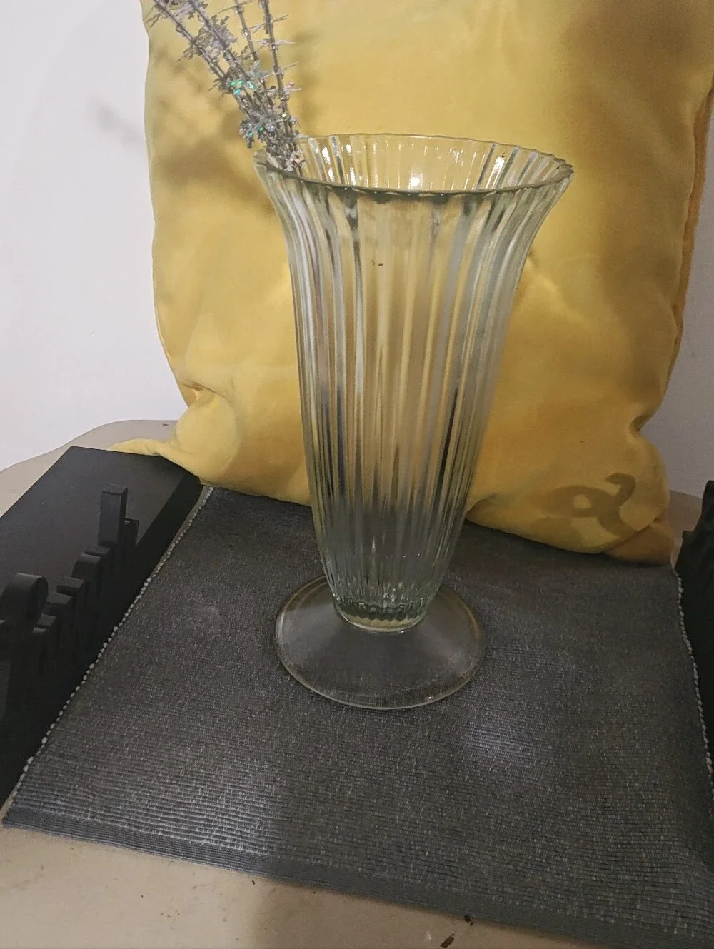 Elegant Clear Glass Fluted Vase - Home Accents